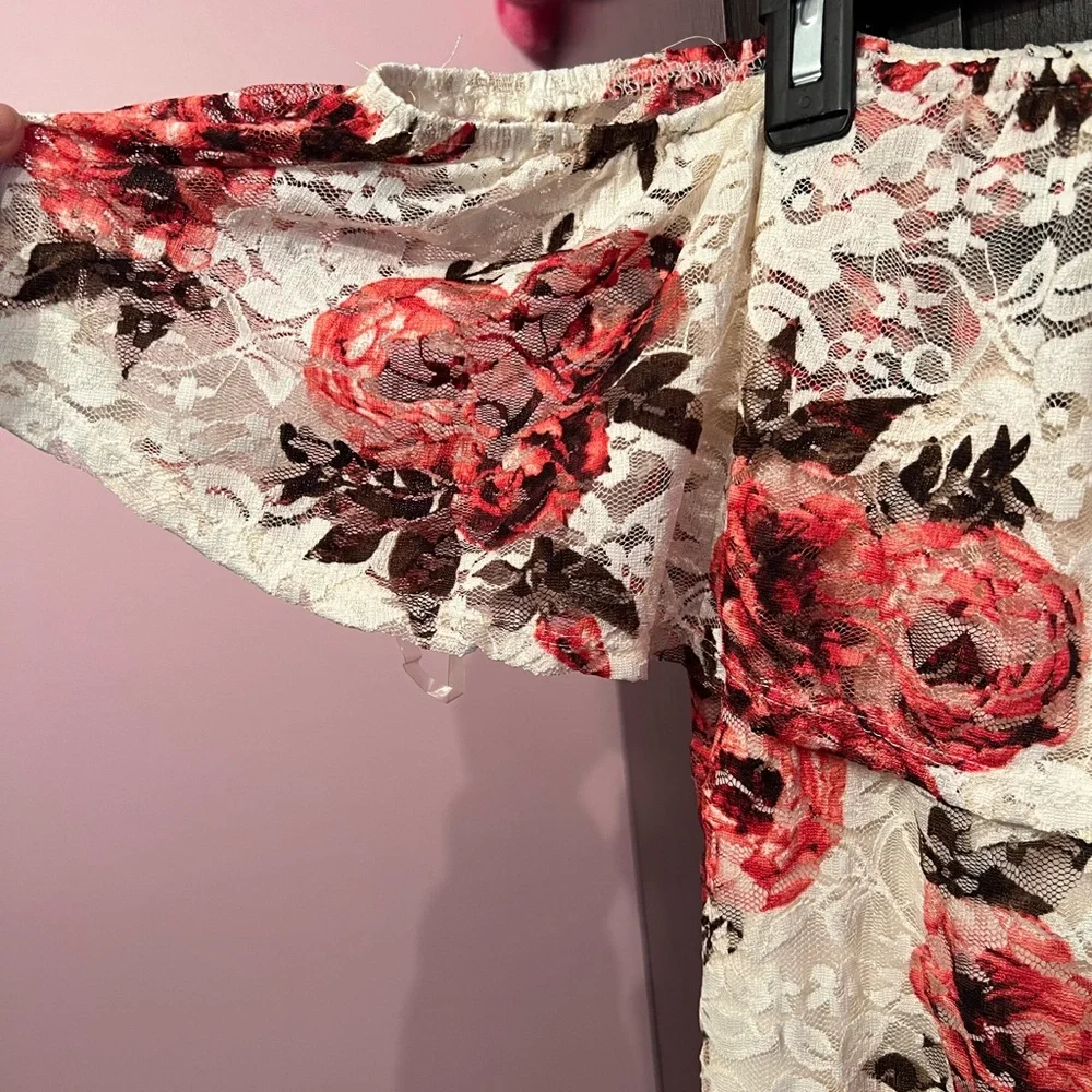 Almost Famous Red and White Floral Lace Midi Dress - Picture 6 of 6